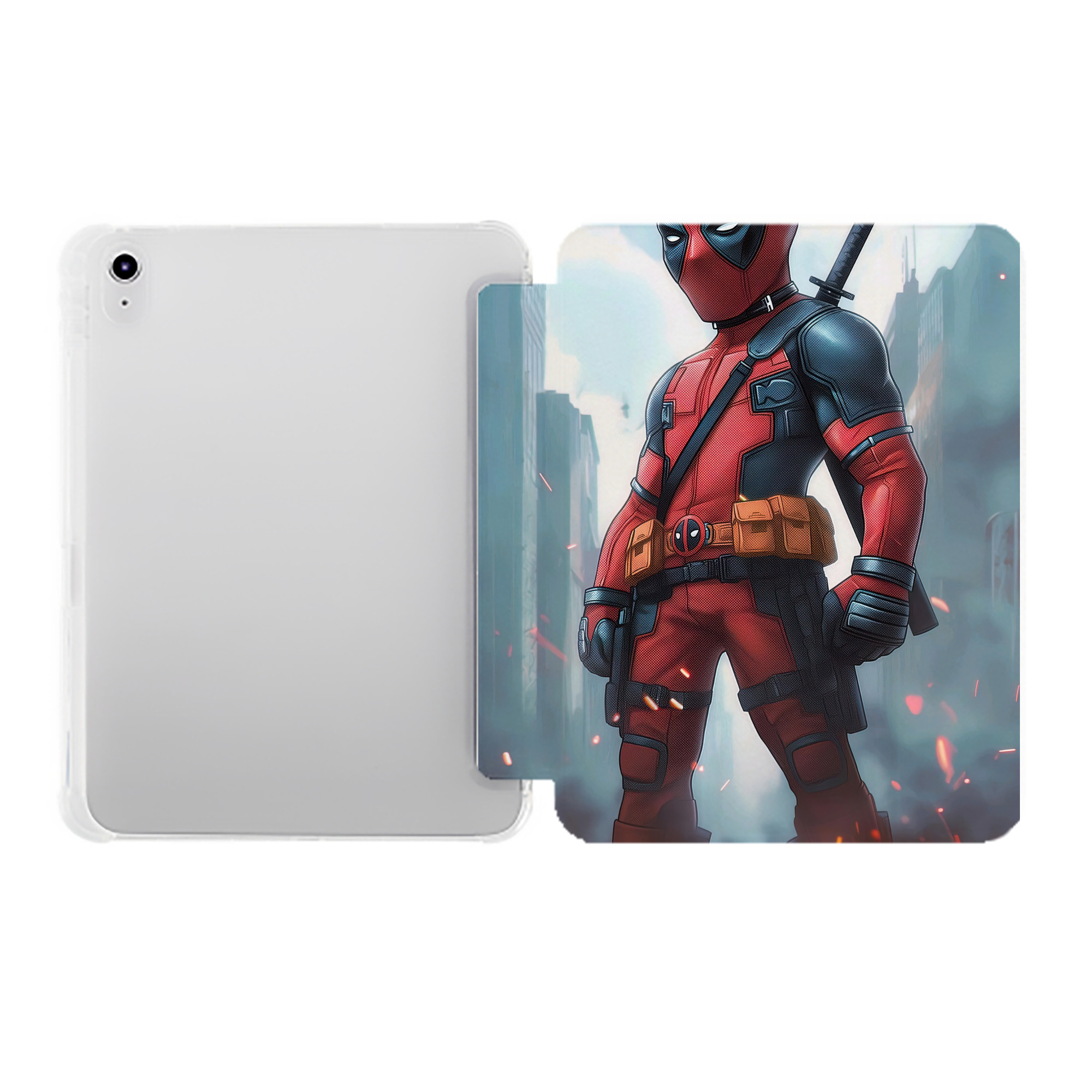 （画像用） Deadpool デッドプール IPad ケース ペン収納付き 三つ折りスタンド PUレザー×シリコン 対応機種9.5/10.5/10.9インチ